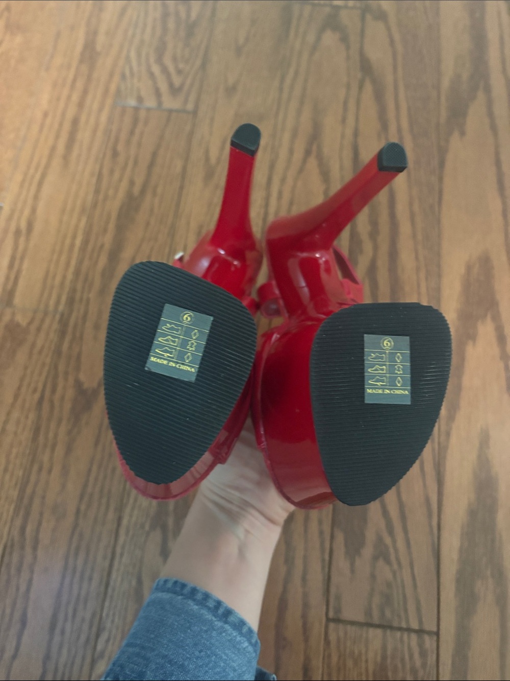 Pleaser Red Patent Platform Ankle-Strap Heels - Picture 7 of 7